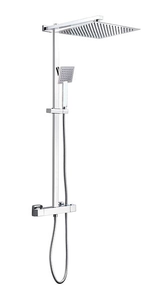 PERFECTLINE - Colonne de douche thermostatique - Laiton chromé - 30x30cm - large