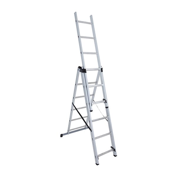 HAILO - Echelle transformable 3 plans aluminium Hobby - H.430cm - large