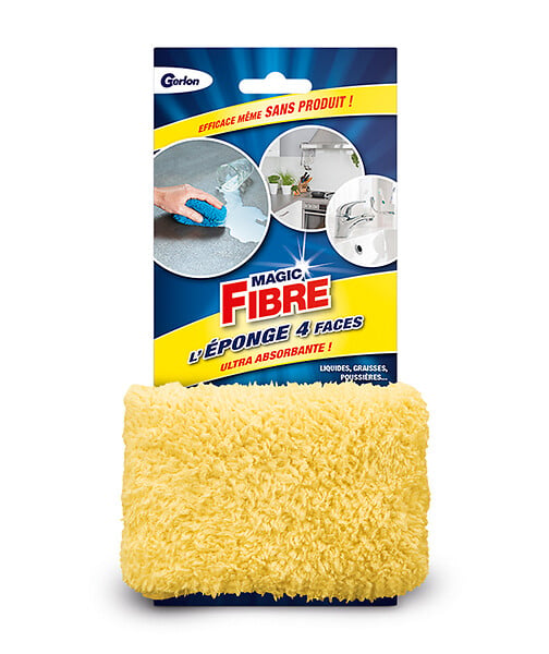 GERLON - Eponge multiface 4 faces fibre magique - Jaune - large