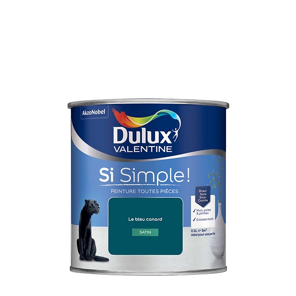 DULUX VALENTINE - Peinture Si Simple - Le Bleu Canard - Satin - 0,5L - large