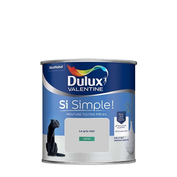 DULUX VALENTINE - Peinture Si Simple - Le Gris Clair - Satin - 0,5L - large
