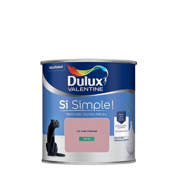 DULUX VALENTINE - Peinture Si Simple - Le Rose Intense - Satin - 0,5L - large