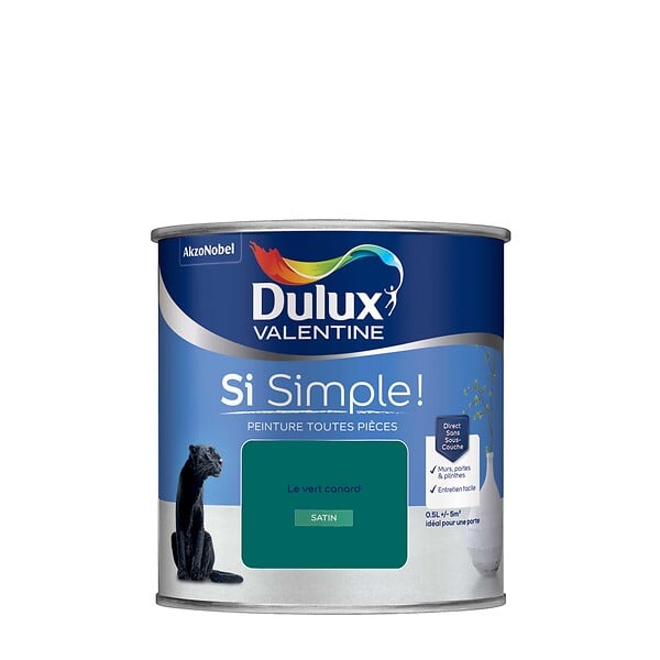 DULUX VALENTINE - Peinture intérieure Si Simple - Vert canard - Satin - 0,5L - large