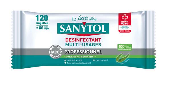 SANYTOLPRO - Lingettes désinfectantes multi-usages - Lot de 120 - large