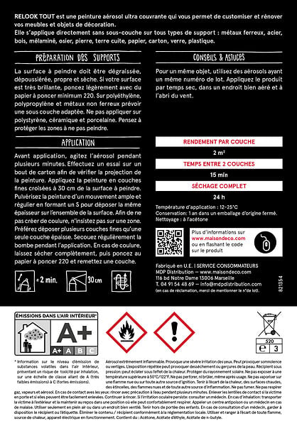 MAISON DECO - Peinture aérosol Relook Tout - Noir - Mat - 400ml - large