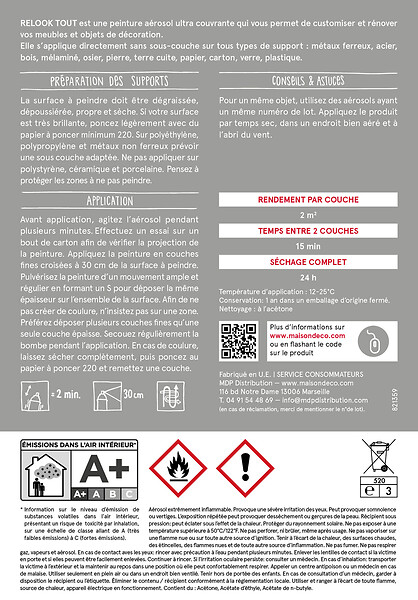 MAISON DECO - Peinture aérosol Relook Tout - Gris béton - Satin - 400ml - large