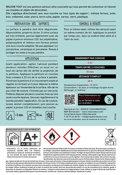 MAISON DECO - Peinture aérosol Relook Tout - Fjord - Satin - 400ml - large