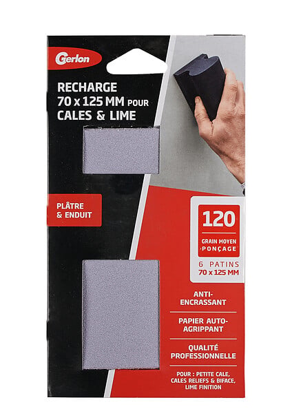 GERLON - Patins anti-encrassement 70x125 mm - Grain 120 - Recharge 6 - large