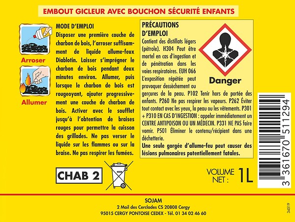DIABLOTIN - Liquide allume barbecue-cheminée DIABLOTIN - 1L - large