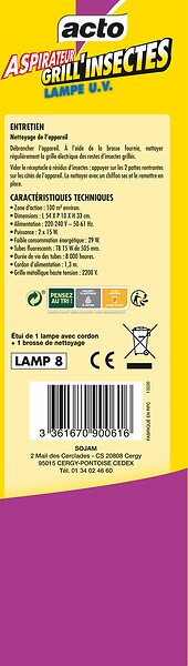 ACTO - Aspirateur à insectes UV - 29 W - Gris - large