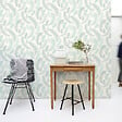 GRANDECO - Papier peint vinyle intissé Plume motif bleu - Bleu - vignette
