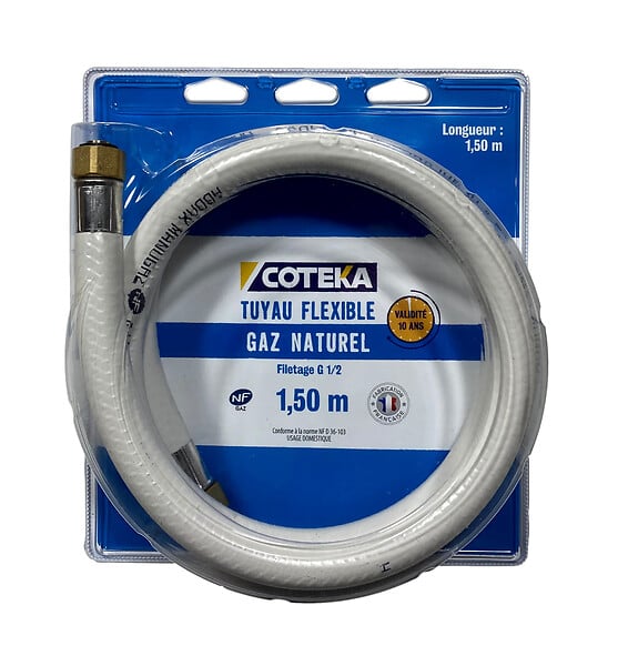 COTEKA - Flexible gaz naturel embouts à visser 1m50 - large