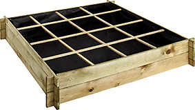 CERLAND - Carré potager 120x120x24cm - Pin autoclave classe 3 - 16 compartiments - large