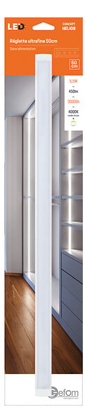 GEFOM - Reglette led integree ultra fine 50cm helios 500 LUMENS 5.5W - large