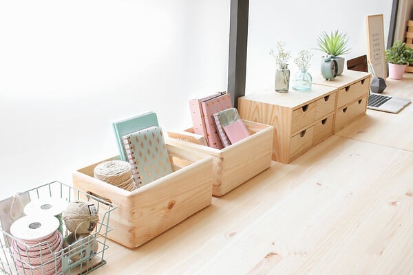 ASTIGARRAGA KIT LINE - Boîte de rangement sans couvercle - Pin massif - 14x40x30cm - large