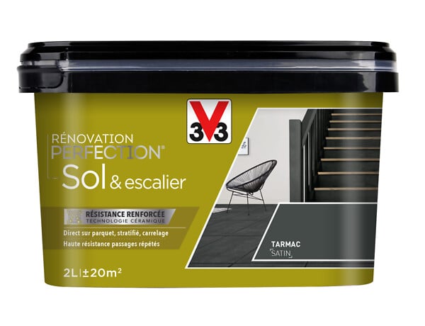 V33 PEINTURE - Peinture de renovation sol et escalier - Tarmac satinee - 2L - large