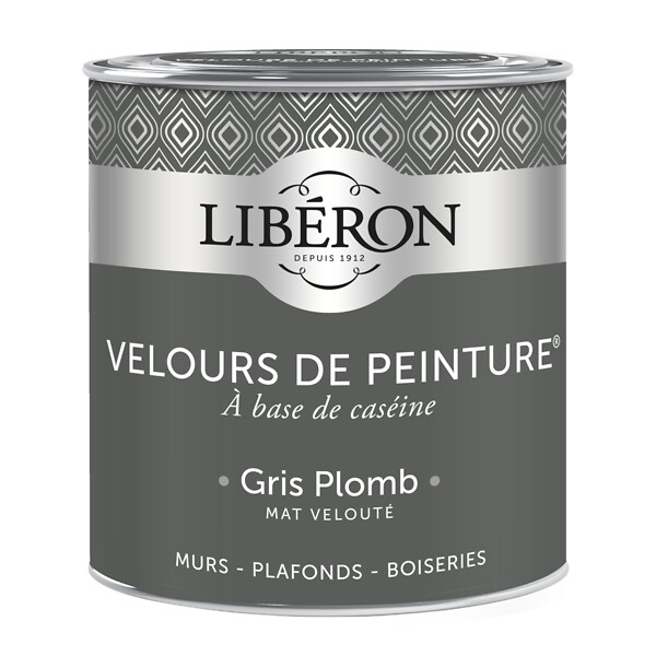 LIBERON - Peinture murale velours - Caséine - Gris Plomb - Mat - 0,5L - large