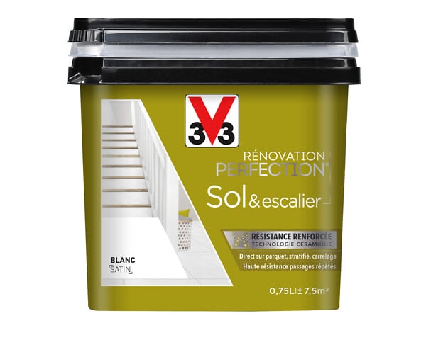 V33 PEINTURE - Peinture sol et escalier - Céramique - Blanc Satin 0,75L - large