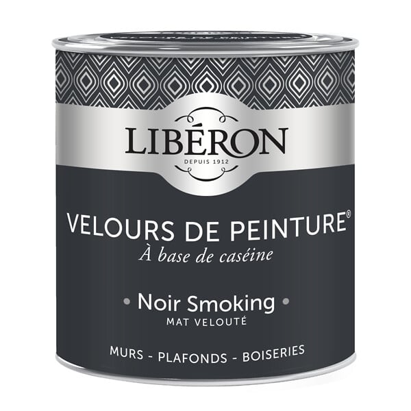 LIBERON - Peinture velours à la caséine Noir Smoking - Mat - 0,5L - large