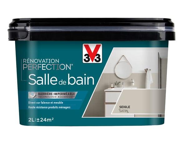 V33 PEINTURE - Peinture rénovation salle de bain - Seigle - Satin - 2L - large