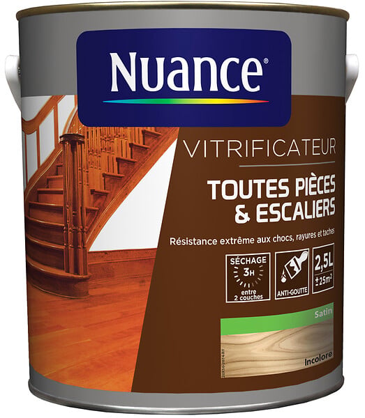 NUANCE - Vitrificateur Pièces et escaliers - Incolore - Satin - 2.5L - large