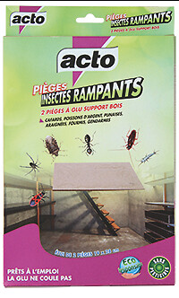 ACTO - Pièges à glu support bois spécial nuisibles rampants x2 - large