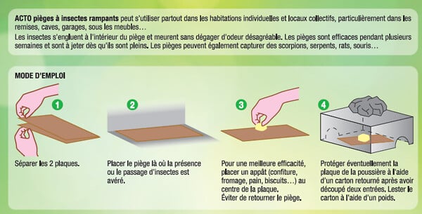ACTO - Pièges à glu support bois spécial nuisibles rampants x2 - large