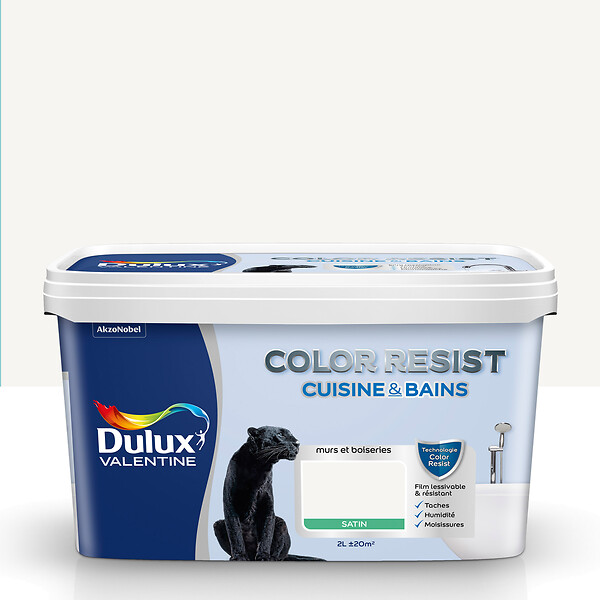 DULUX - Peinture Color Resist Cuisine et Bains - Blanc - Satin - 2L - large