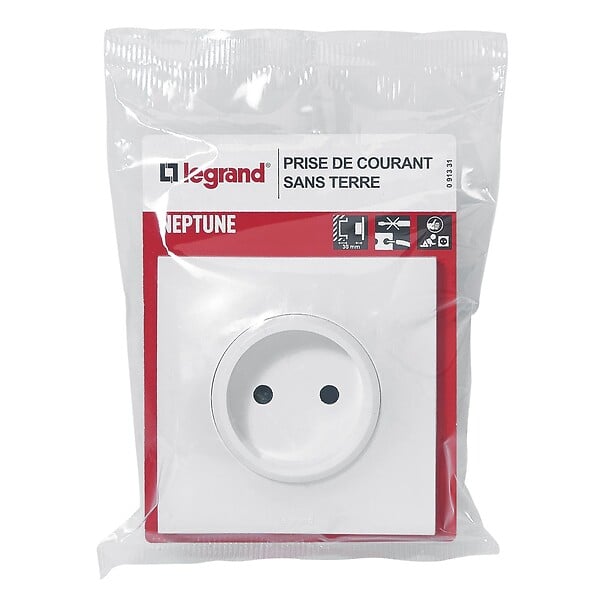 LEGRAND - Prise de courant sans terre Neptune - Blanc - 16A - large
