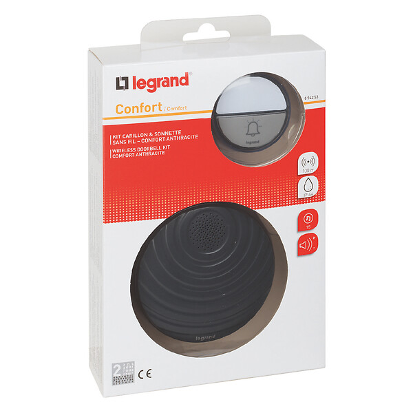 LEGRAND - Kit carillon radio sans fil Confort à piles - anthracite - large