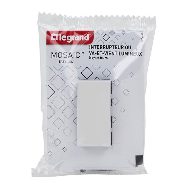 LEGRAND - Interrupteur lumineux voyant Mosaic Easy-Led - 1 module - Blanc - 10A - large