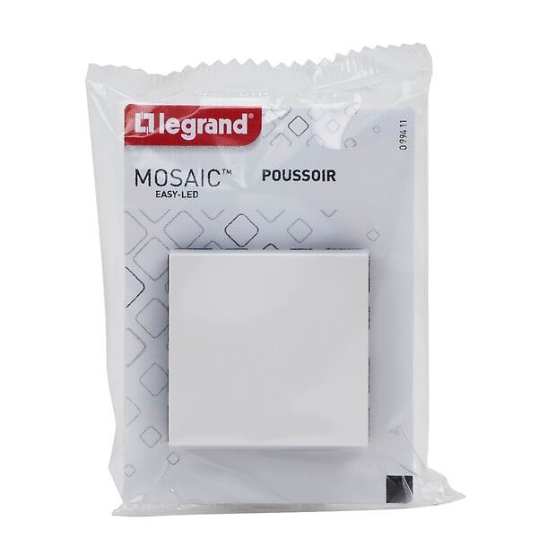 LEGRAND - Poussoir Mosaic Easy-Led 6A 2 modules - Blanc - 250V - large