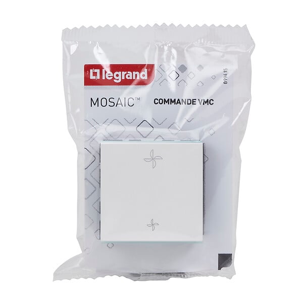 LEGRAND - Commande VMC Mosaic 2 modules Blanc - Interrupteur 10AX - large