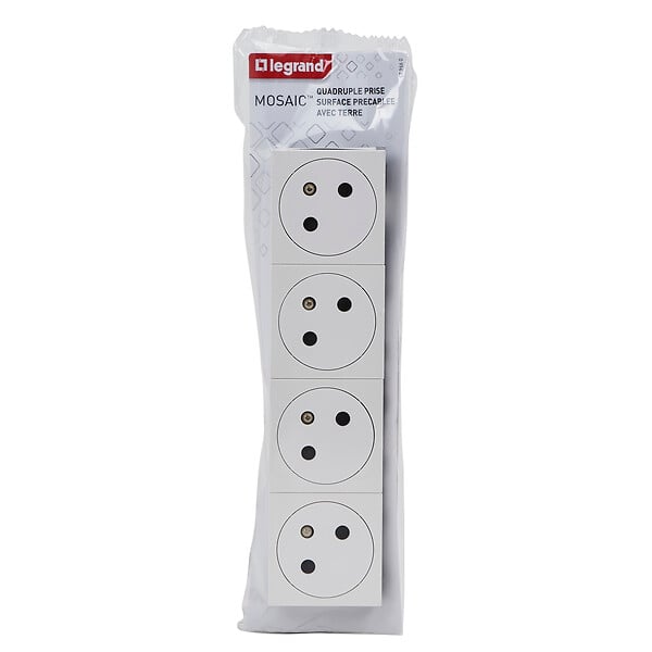 LEGRAND - Quadruple prise de courant Mosaic Link - Blanc - 8 modules - large