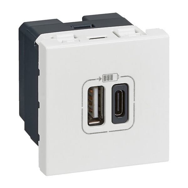 LEGRAND - Double chargeur USB Mosaic 2 modules - Blanc - 3A - large