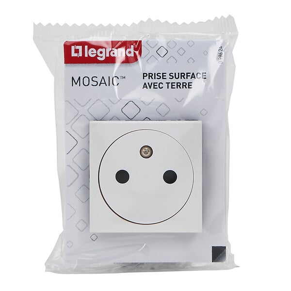 LEGRAND - Prise de courant Surface Mosaic 2 mod. - Blanc - Affleurant - large