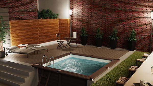 GRE - Piscine composite - carrée - 3,26x3,26x0,96m - large