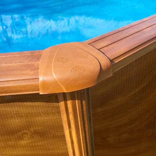 GRE - Piscine ronde acier dim. 320x320x122cm - Imitation bois - large