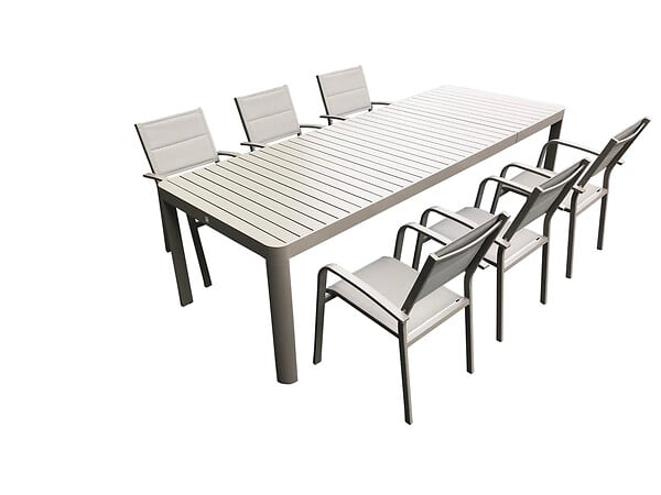 MODE DE VIE - Table de jardin Buffalo 2 - Aluminium - Taupe - 8 personnes - large