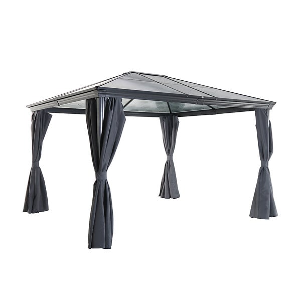 MODE DE VIE - Tonnelle de jardin autoportée Martika - Aluminium - Gris - l3xL3.6m - large