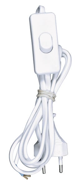 TIBELEC - Cordon avec interrupteur à bascule blanc - large