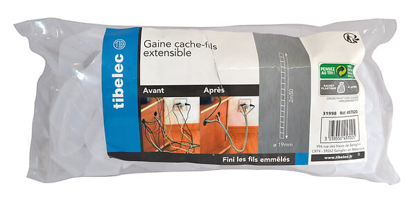 TIBELEC - Gaine fibre câbles transparente 2,5 m - Plastique - 19 mm - large