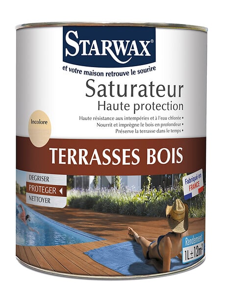 STARWAX - Saturateur haute protection terrasses bois - Incolore 1L - large