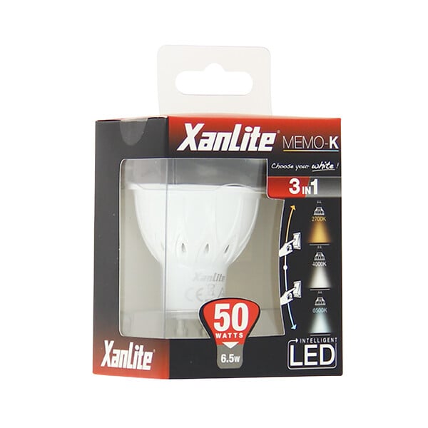 XANLITE - Ampoule LED spot GU10 - 6,5W - Température 2700-6500K - large