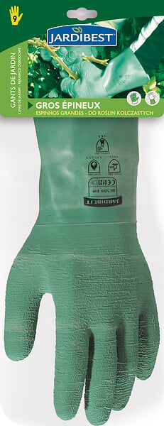 JARDIBEST - Gants de jardin spécial épineux - Latex et jersey - T9 - large