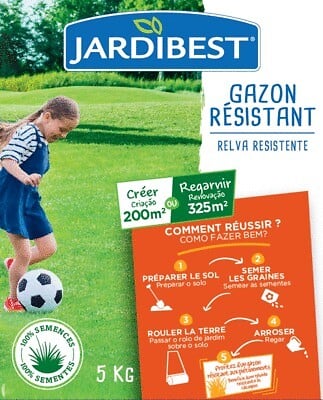 JARDIBEST - Gazon à semer ultra résistant - 5kg - large