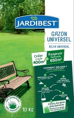 JARDIBEST - Gazon à semer universel - 10kg - 400m2 - large