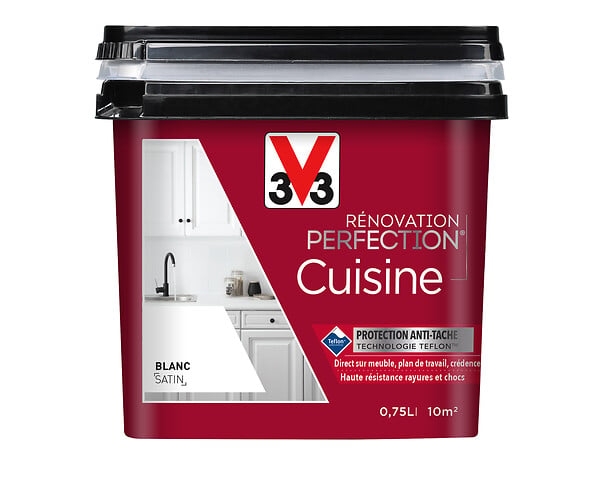 V33 PEINTURE - Peinture rénovation Cuisine satin blanc - 0,75L - large