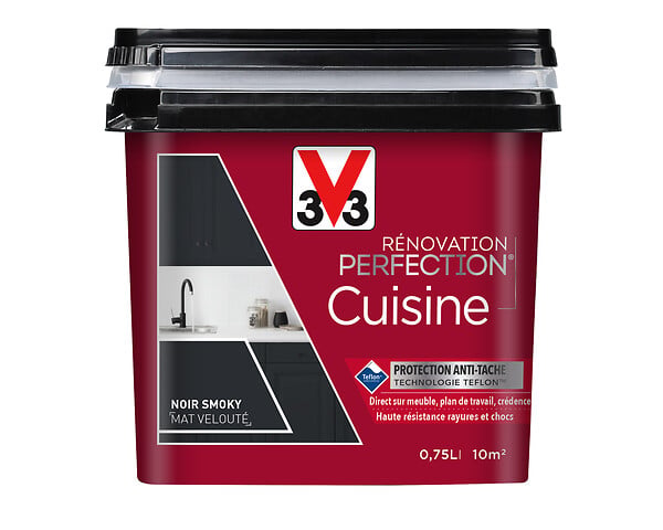V33 PEINTURE - Peinture de rénovation cuisine noir smoky mat - 0,75L - large