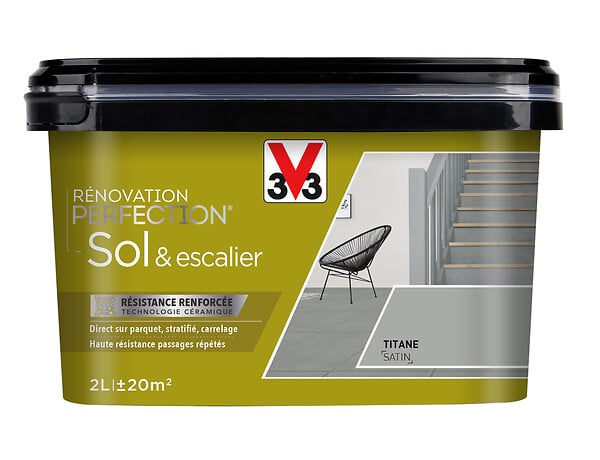 V33 PEINTURE - Peinture rénovation sol et escalier - Titane - 2L - large